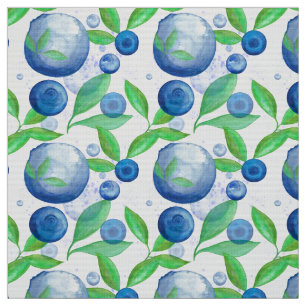 Blueberries Watercolor Pattern Kitchen Fabric
