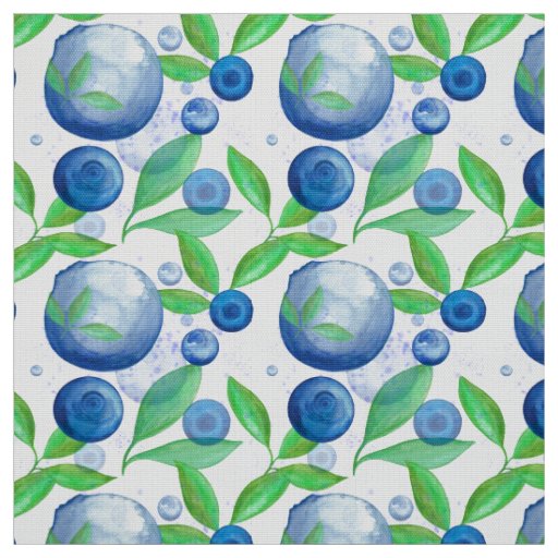 Blueberries Watercolor Pattern Kitchen Fabric