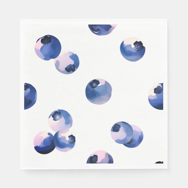 Blueberries Watercolor Pattern  Napkins (Front)