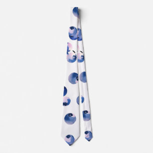 Blueberries Watercolor Pattern  Neck Tie