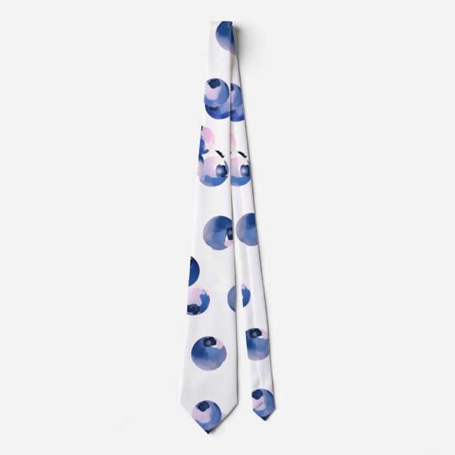 Blueberries Watercolor Pattern  Neck Tie (Front)