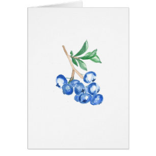Blueberries Watercolor Print Greeting Card