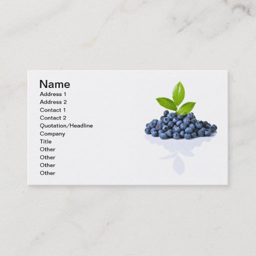 Customizable Blueberries With Green Leaves Business Card Template