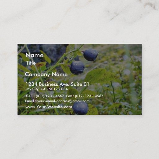Customizable Blueberries With Green Leaves Business Card Templates