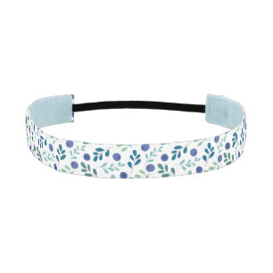 Blueberries with Green Leaves Pattern Athletic Headband