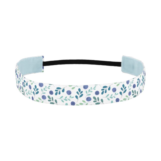 Blueberries with Green Leaves Pattern Athletic Headband (Front)