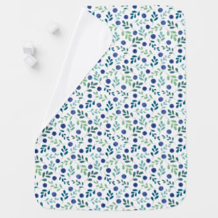Blueberries with Green Leaves Pattern Baby Blanket