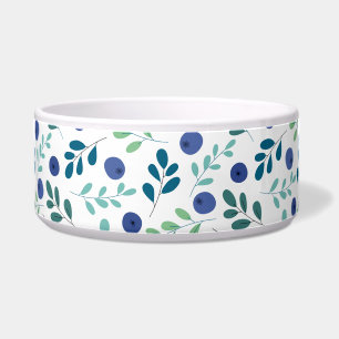 Blueberries with Green Leaves Pattern Bowl