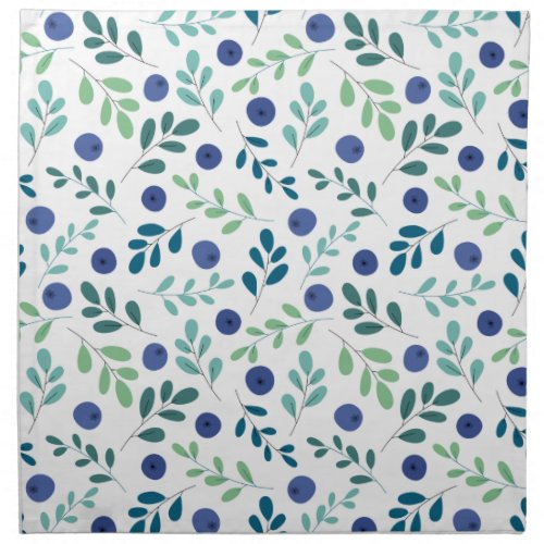 Blueberries with Green Leaves Pattern Cloth Napkin