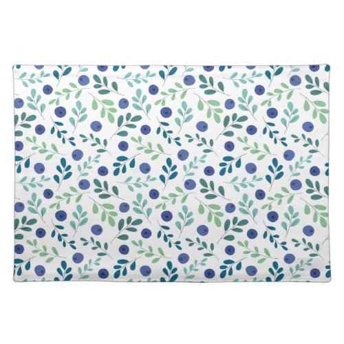 Blueberries with Green Leaves Pattern Cloth Placemat
