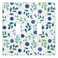 Blueberries with Green Leaves Pattern