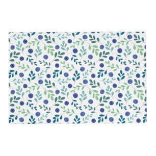 Blueberries with Green Leaves Pattern Placemat