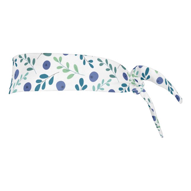 Blueberries with Green Leaves Pattern Tie Headband (Rotate 90)