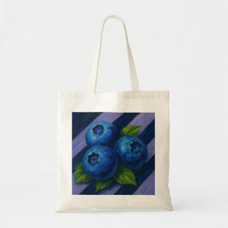 Blueberries with Navy and Soft Lavender Stripes Tote Bag