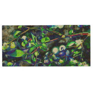 Blueberries Wood USB Flash Drive