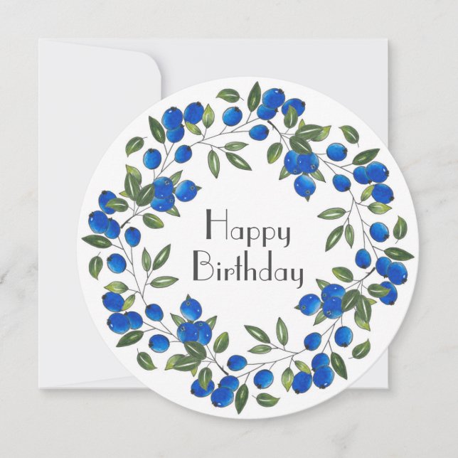 Blueberries Wreath Card (Front)