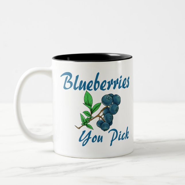 blueberries you pick Two-Tone coffee mug (Left)