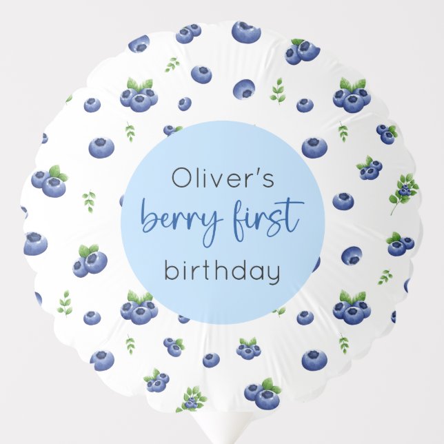 Blueberry 1st Birthday Berry First Balloon (Front)