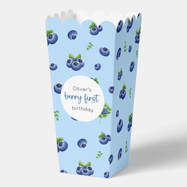Blueberry 1st Birthday Berry First Favor Boxes (Front)