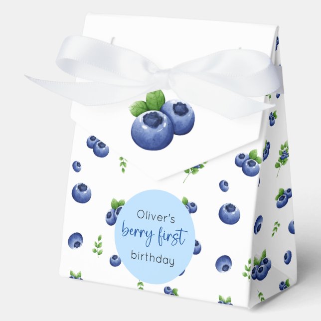 Blueberry 1st Birthday Berry First Favor Boxes (Front)
