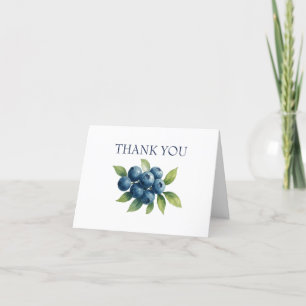 Blueberry 1st First Birthday Party Thank you Card