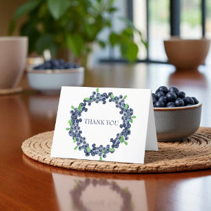 Blueberry 1st First Birthday Party Thank you  Card