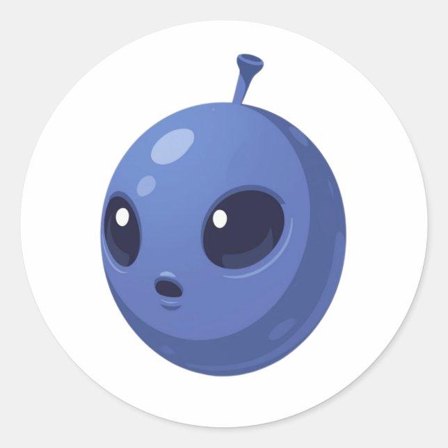 Blueberry Alien – Cute Minimal Fruit Design Classic Round Sticker (Front)