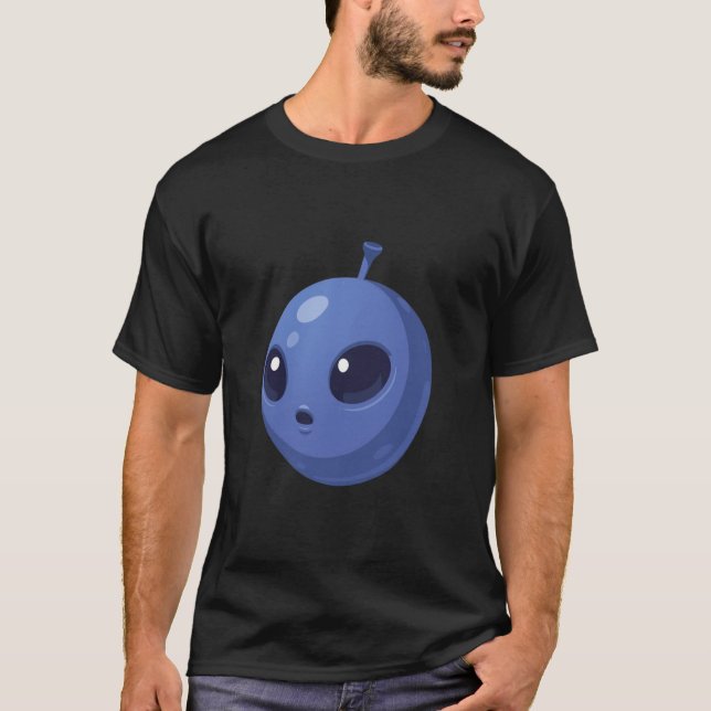 Blueberry Alien – Cute Minimal Fruit Design T-Shirt (Front)