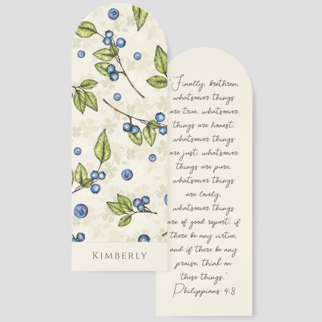 Blueberry and Blossom Bible Verse  Bookmarks (Front & Back)