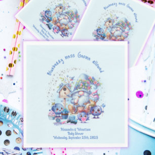 Blueberry and Gnomes Baby Shower Paper Napkin