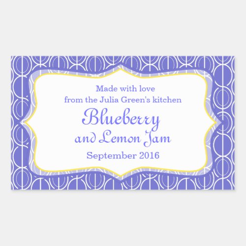 Blueberry and lemon jam blue food label sticker