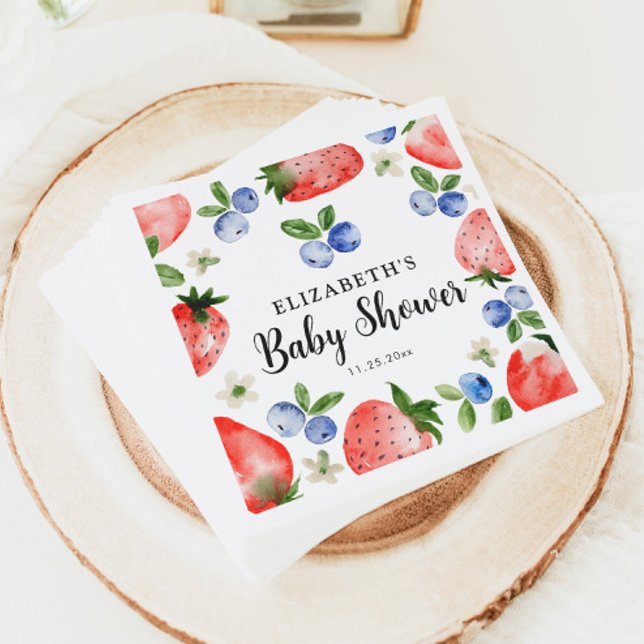 Blueberry and Strawberry Baby Shower Napkins (Creator Uploaded)