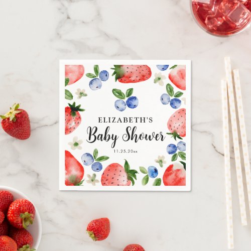 Blueberry and Strawberry Baby Shower Napkins