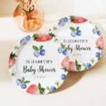 Blueberry and Strawberry Baby Shower Paper Plates<br><div class="desc">Fresh watercolor strawberry and blueberry illustration boy baby shower paper plates.</div>