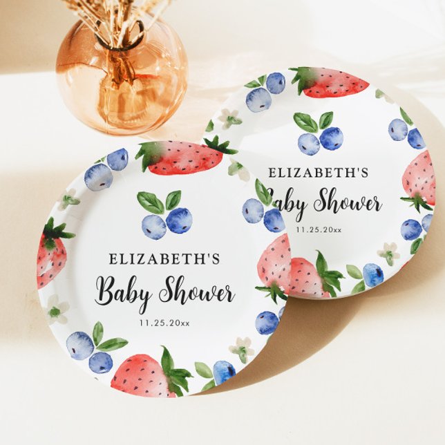 Blueberry and Strawberry Baby Shower Paper Plates (Creator Uploaded)