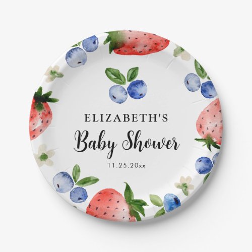 Blueberry and Strawberry Baby Shower Paper Plates