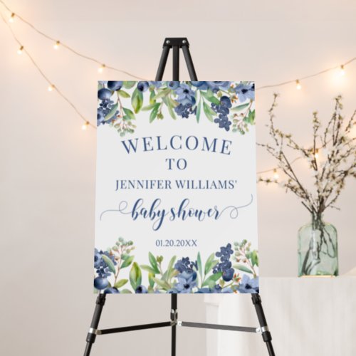 Blueberry baby boy shower welcome sign board