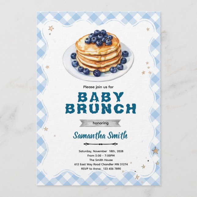 Blueberry Baby Brunch Baby Shower Invitation (Front)