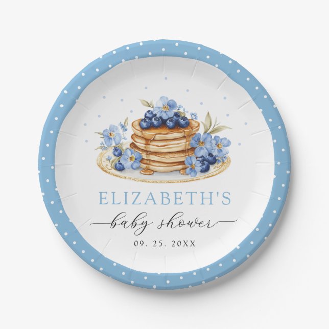 Blueberry Baby Brunch Baby Shower Paper Plates (Front)