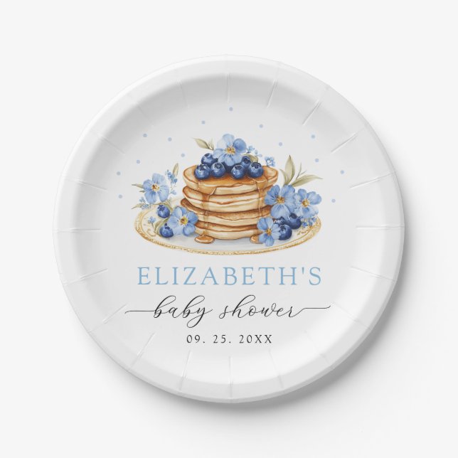 Blueberry Baby Brunch Baby Shower Paper Plates (Front)