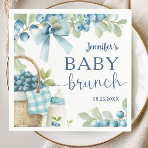 Blueberry Baby Brunch Bows & Bottles Boy Paper Napkins