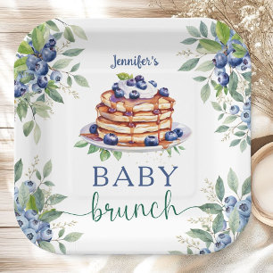 Blueberry Baby Brunch Boy Baby Shower Paper Plates