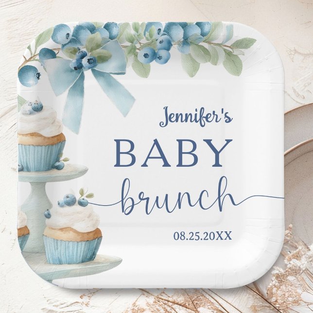 Blueberry Baby Brunch Boy Shower Paper Plates (Creator Uploaded)