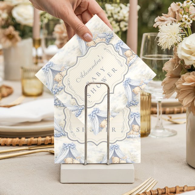 Blueberry Baby Canopy Toile Baby Shower Napkins (Creator Uploaded)