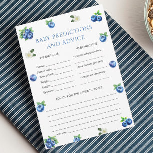 Blueberry Baby Shower Baby Prediction Game Card