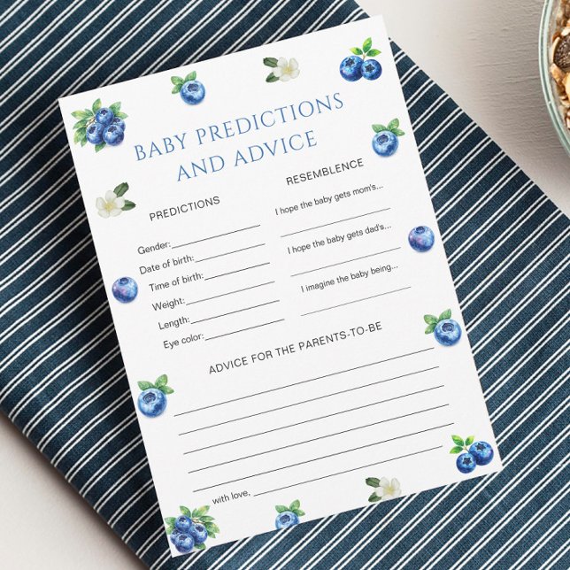 Blueberry Baby Shower Baby Prediction Game Card (Creator Uploaded)