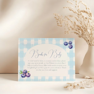 Blueberry baby shower book request card