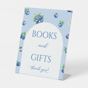 Blueberry Baby Shower Books and Gifts Pedestal Sign