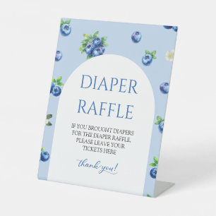 Blueberry Baby Shower Diaper Raffle Pedestal Sign