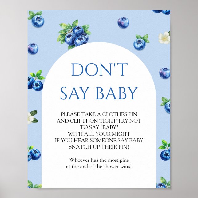 Blueberry Baby Shower Don't Say Baby Game  Poster (Front)